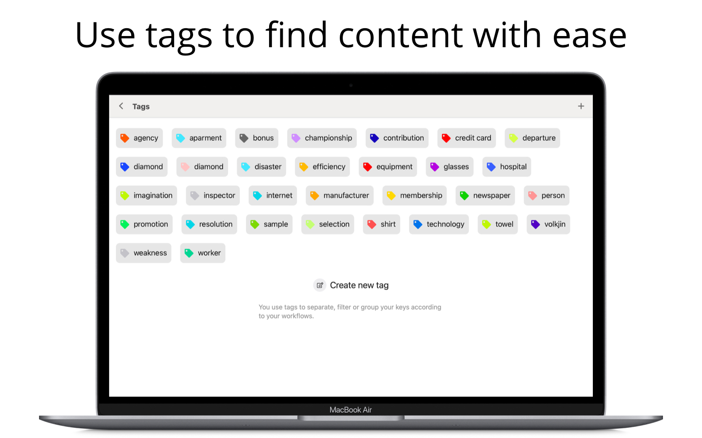 Use tags to find content with ease